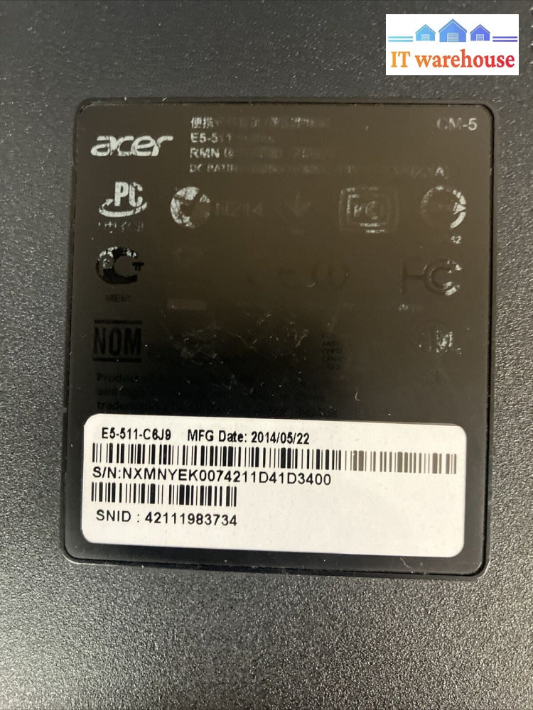 ~Acer Aspire E5-511-C6J9 15.6" Laptop Celeron N2830 /4GB RAM /500GB (BAD Screen)