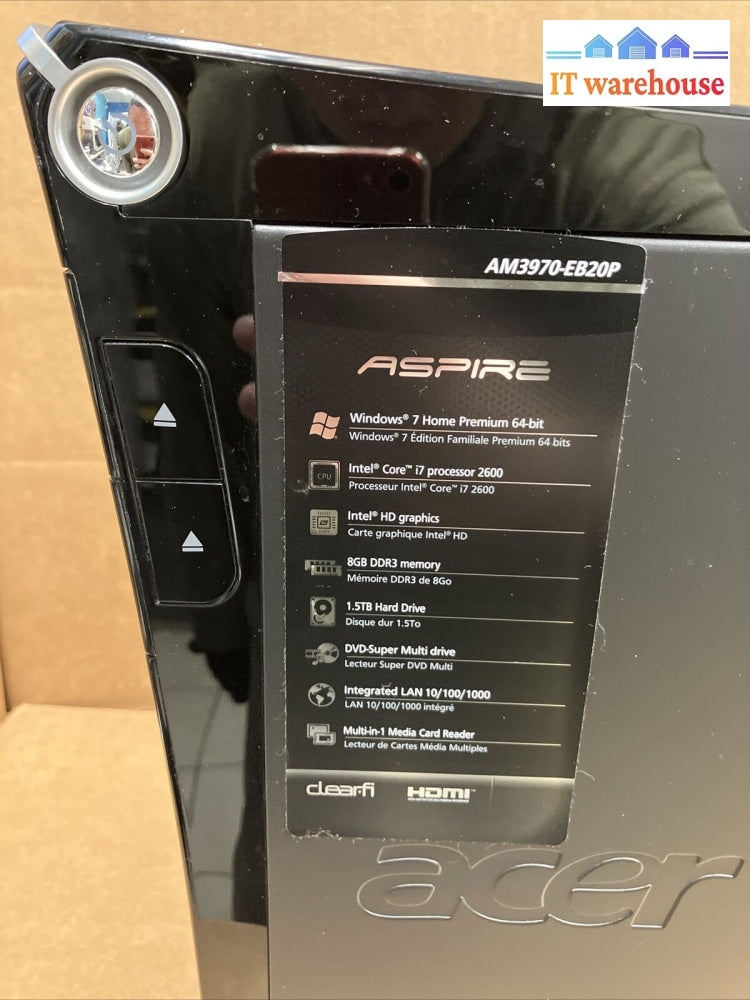 Acer Aspire M3970 Pc | I7-2600 Cpu 8Gb Ram 1.5Tb Hdd Windows 10 Pro +