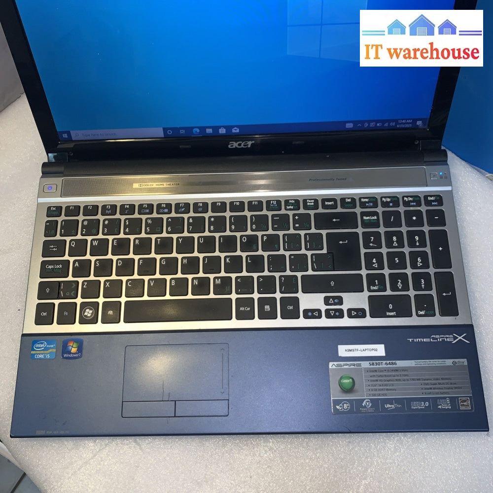 Acer Aspire Notebook 5830T-6486 TimelineX i5-2450M 8GB 1TB Windows 10 Laptop