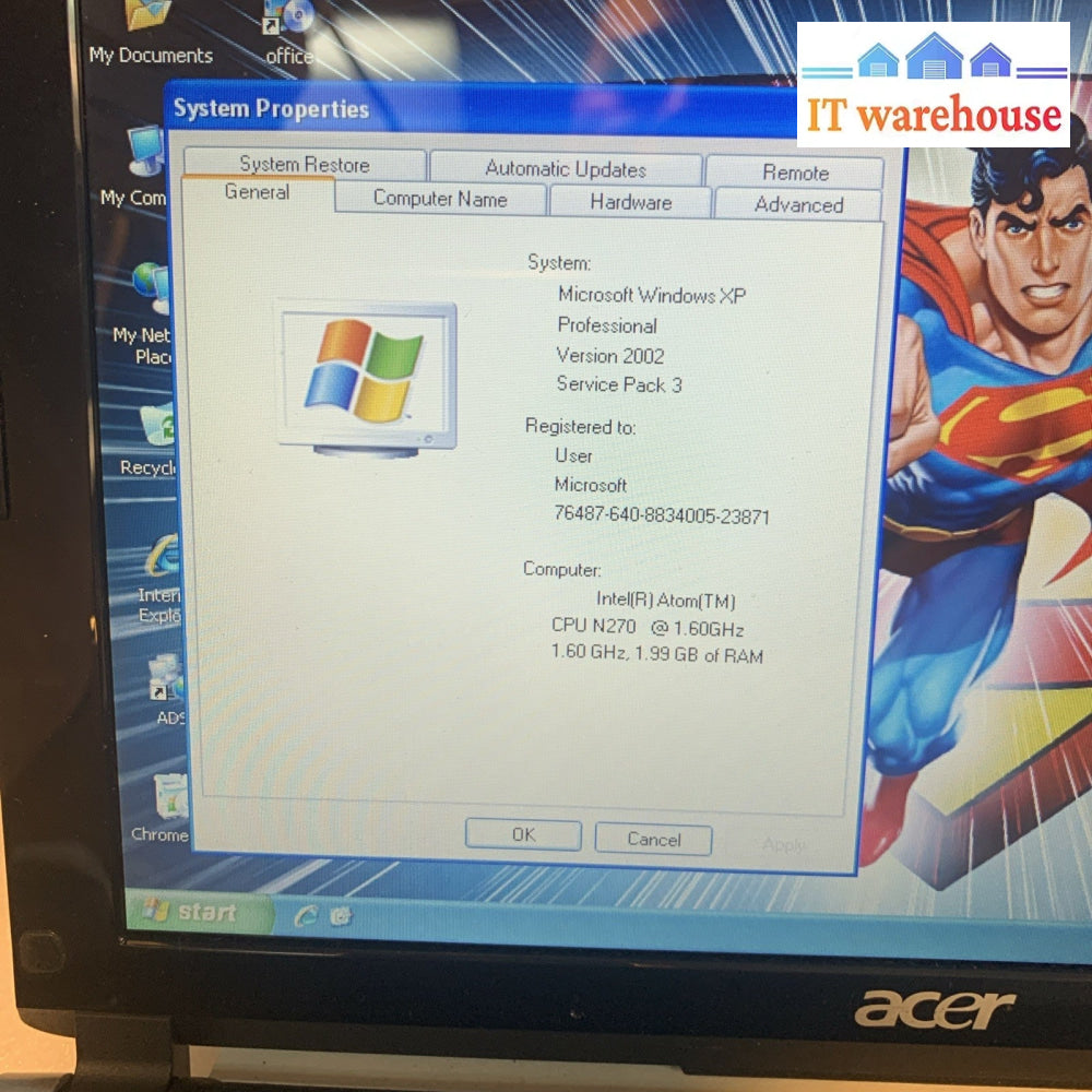 Acer Aspire One KAV10 Intel Atom N270 2GB RAM 160GB Windows XP (Good battery)