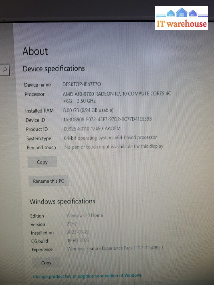 - Acer Aspire TC-281 DESKTOP W/AMD A10-9700 RADEON R7/8GB RAM/1TB HDD/WiFi/WIN10