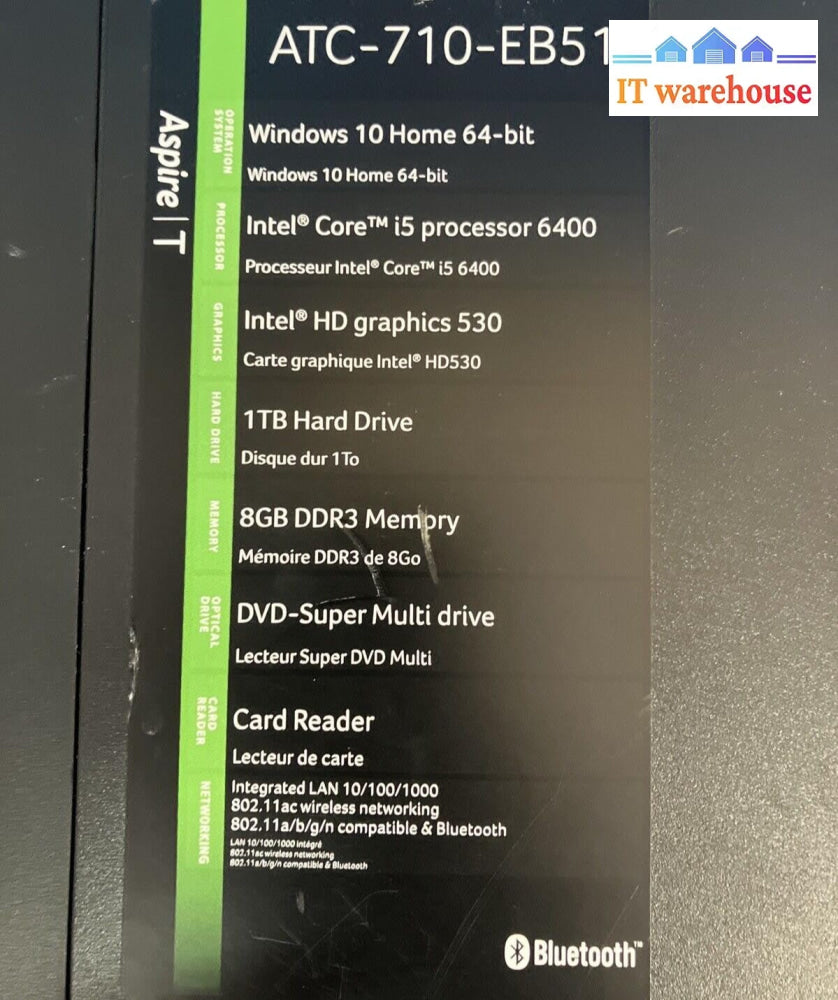 Acer Aspire TC-710 Desktop PC Intel i5-6400 CPU / 8GB RAM / 120GB SSD / Win 10 ~