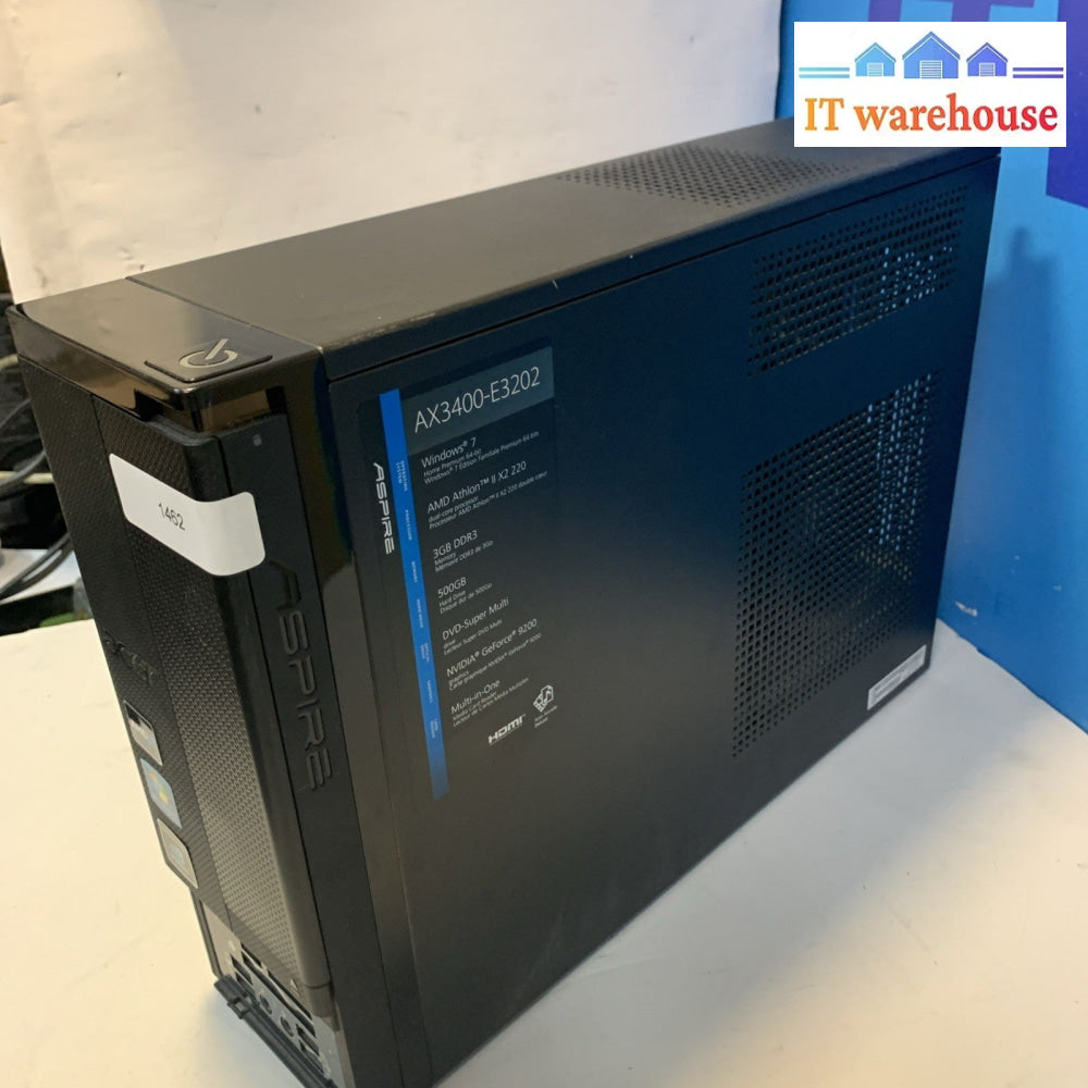 Acer Aspire x3400G AMD Duo core 2.8GHZ 3GB 500GB Windows 7 HOME