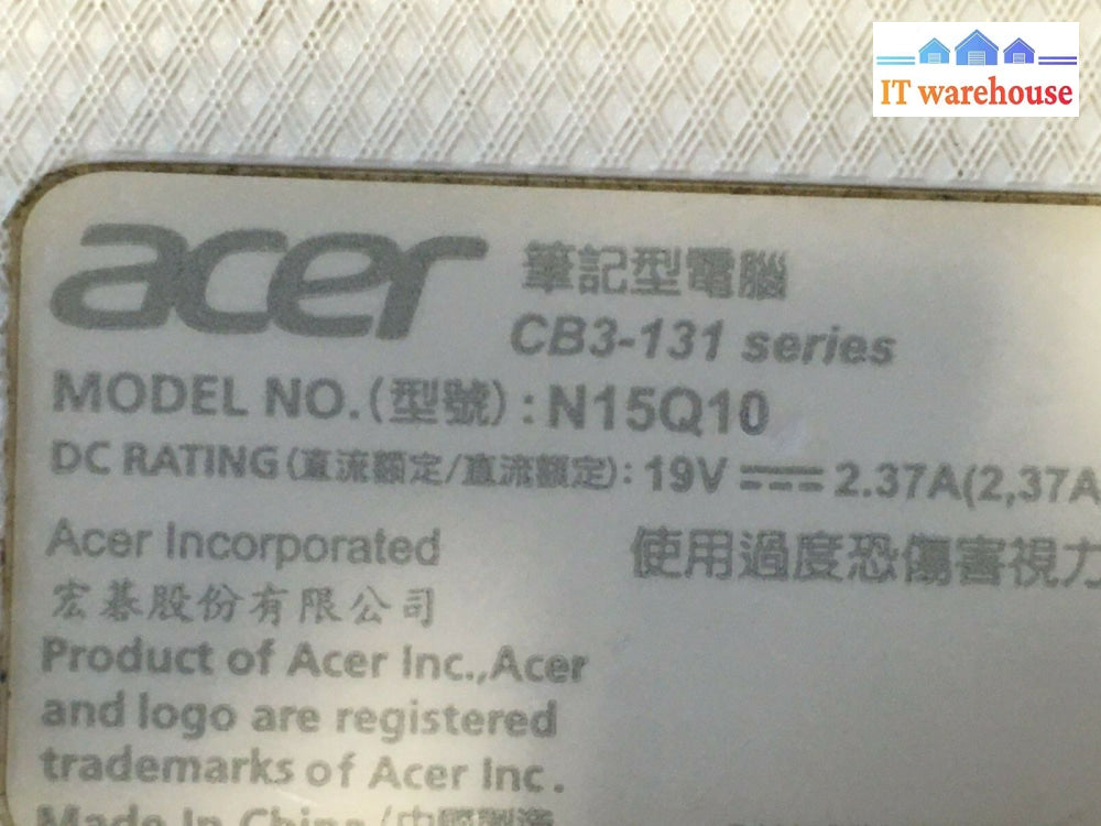 Acer Chromebook 11.6’ N15Q10 Cb3-131 Intel Celeron N2807 2Gb Ram 16Gb Emmc