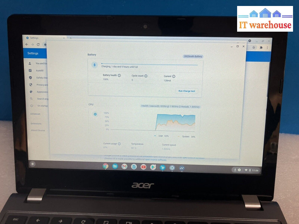 Acer Chromebook C740 Zhn Celeron 3205U 1.5Ghz 4Gb Ram 16Gb Ssd (No Ac Adapter) -