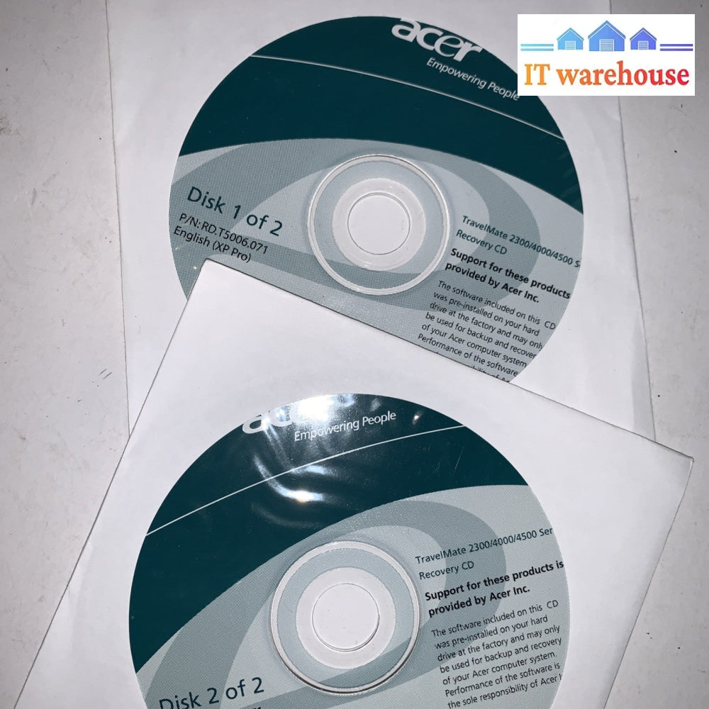 Acer TravelMate 2300/4000/4500 Windows XP Pro Software Recovery