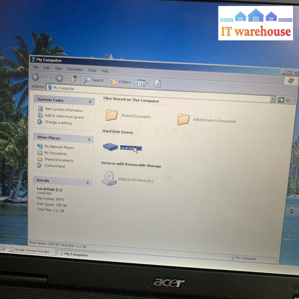 Acer TravelMate 2420 PM 1.7GHZ 1.5GB Ram 120GB HD Windows XP Pro SP3