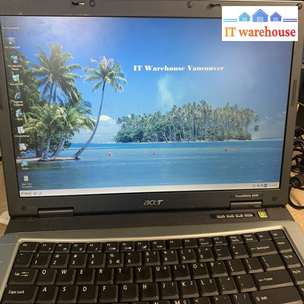 Acer TravelMate 2420 PM 1.7GHZ 1.5GB Ram 120GB HD Windows XP Pro SP3