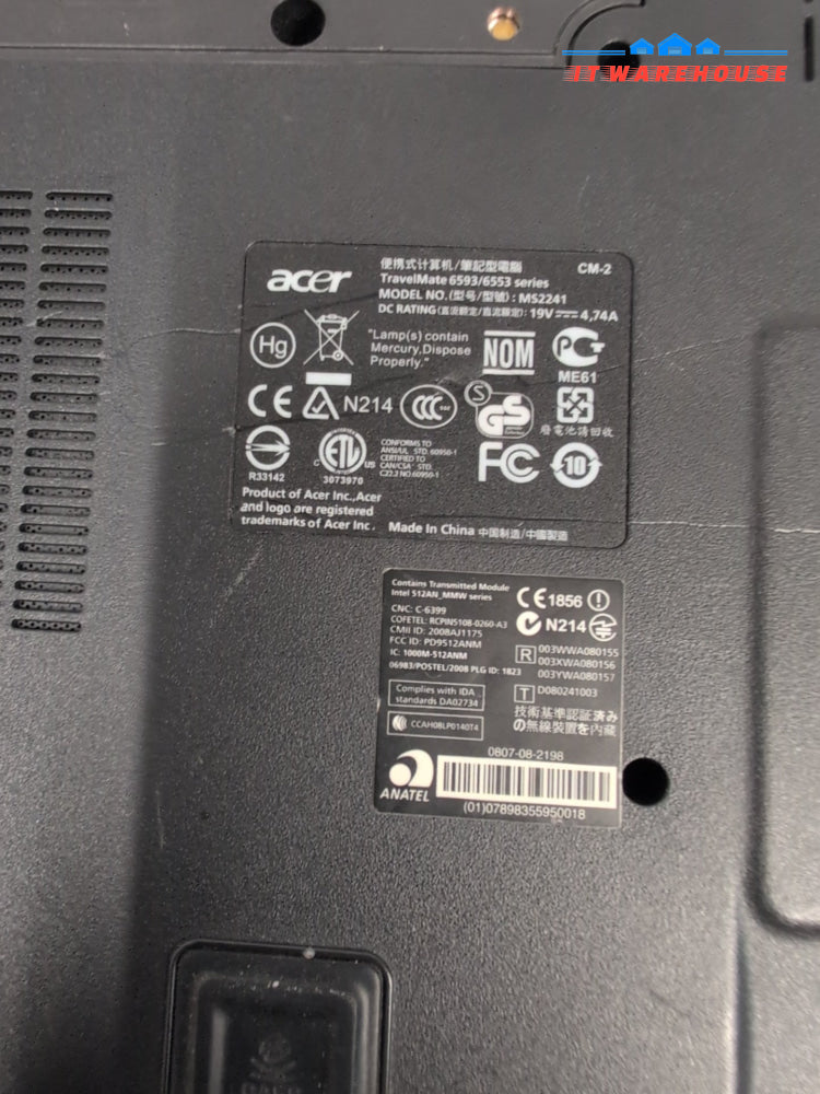 Acer TravelMate 6593 Inte P8400 Laptop 15.4’’ 3GB 320GB Windows XP Pro SP3