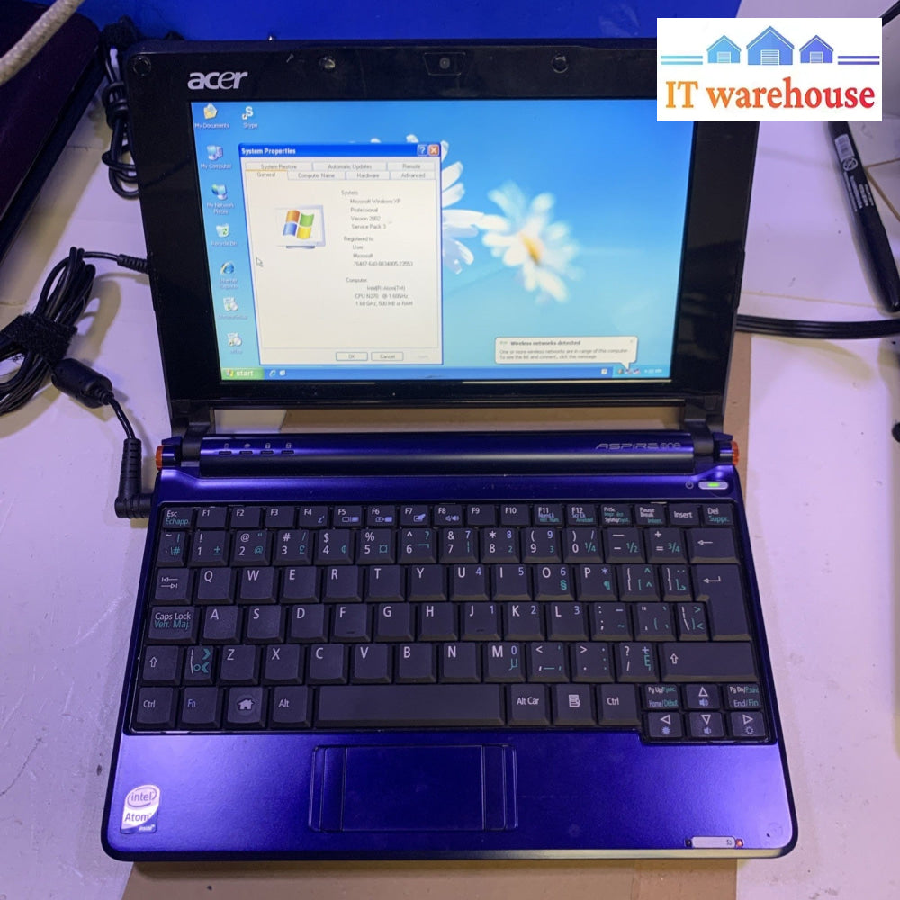Acer ZG5- Intel Atom N270 1.6GHZ 8GB HD 512MB RAM  Windows XP PRO SP3