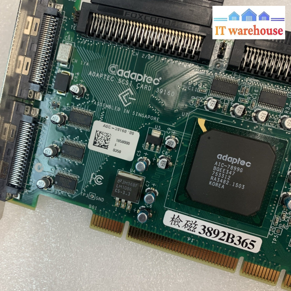 Adaptec 39160 ASC-39160 PCI-X Ultra160 SCSI Controller Card w/ Cable