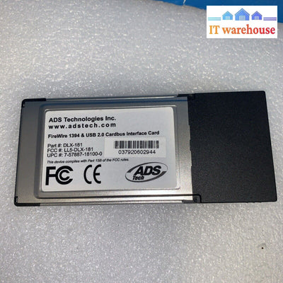 ADS Dual Link Cardbus Card DLX-181 IEEE1394 and USB 2.0 32 bit Card