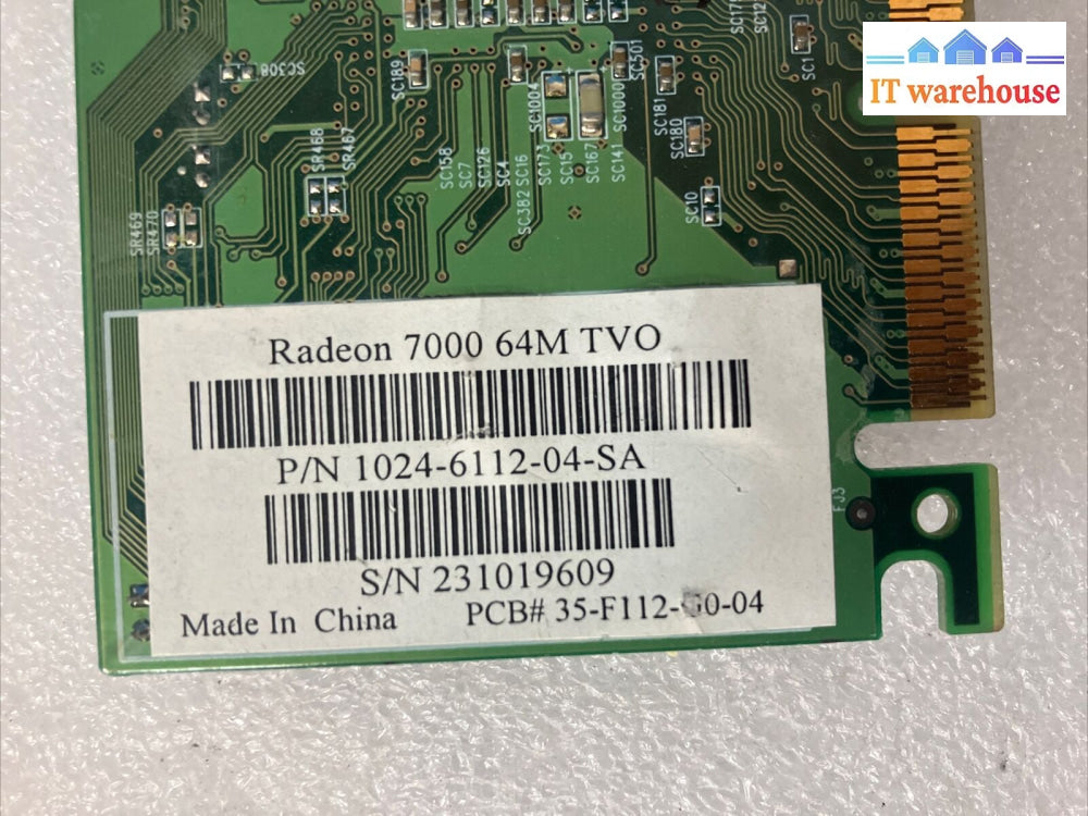 Agp Card Ati Radeon 7000 64M Tvo 1024-6112-04-Sa Pqb-Rv100-P112 Vga Comp Out