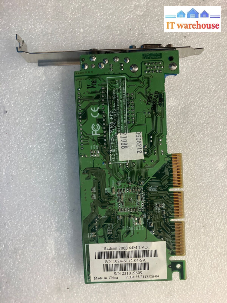 Agp Card Ati Radeon 7000 64M Tvo 1024-6112-04-Sa Pqb-Rv100-P112 Vga Comp Out