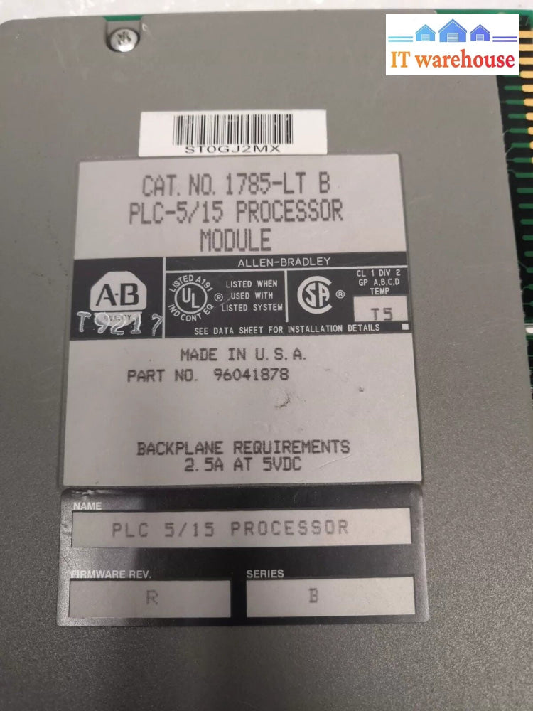 - ALLEN BRADLEY 1785-LT PLC-5/15 PROCESSOR MODULE  P/N 96041878, 1785LTB @@@ 