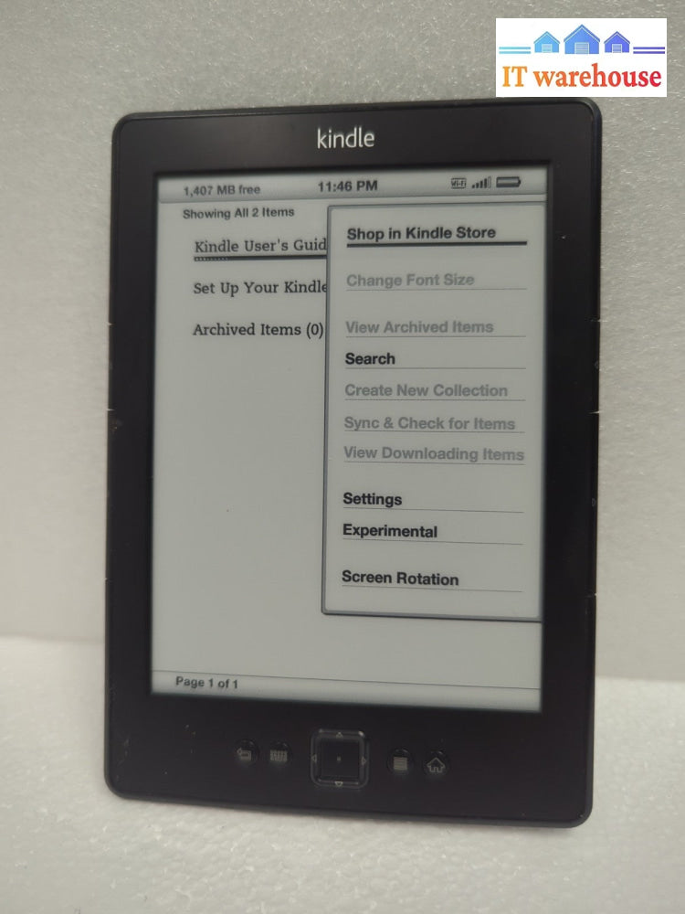 Amazon 6’’ Kindle Model D01100 4th Generation 2GB Wi-Fi e-Reader Tested
