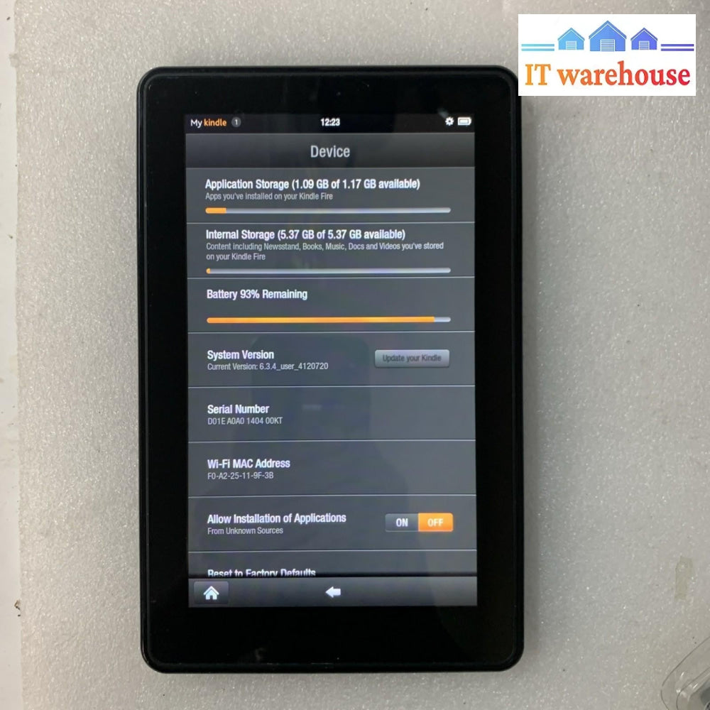 Amazon Kindle Fire Tablet 1st Generation D01400 8GB 7" WI-FI