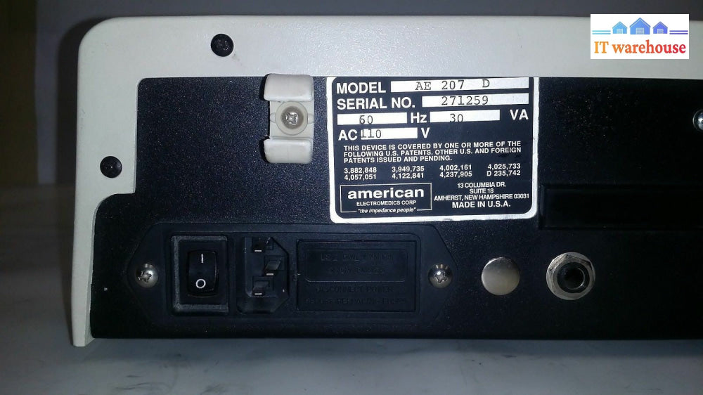 AMERICAN ELECTROMEDICS 207 D DIAGNOSTIC Tympanometer Silver Edition AE 207D