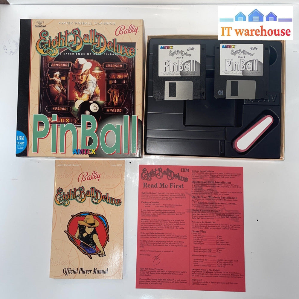 AMTEX Bally EIGHT BALL DELUXE  pinball 3.5'' disks PC game