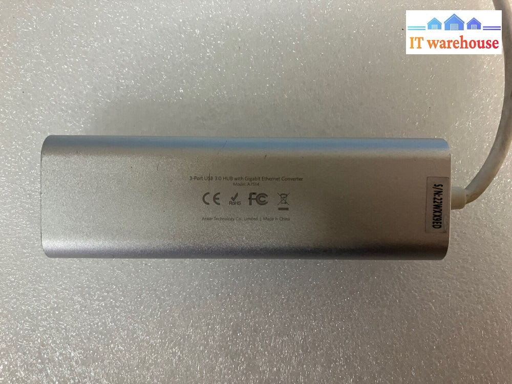 ~ Anker A7514 Unibody USB to 3-Port USB 3.0 and Ethernet Hub Adapter / Converter