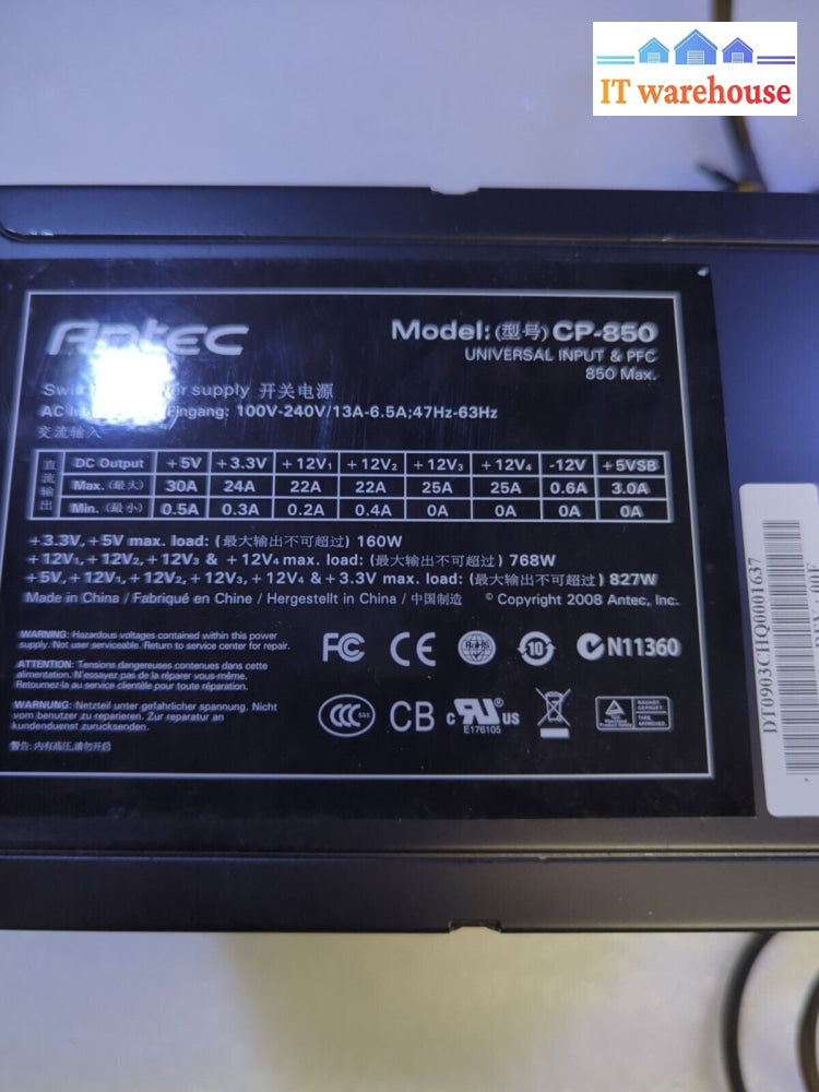 Antec CP-850 850W PSU ATX Power Supply (4/8PIN CPU, 2x 6+2PIN PCI-E) Tested -