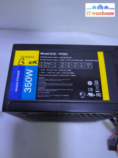Antec Vp350 350W Atx Power Supply 1X 6Pin Pcie/4 + 4 Cpu *Tested* -