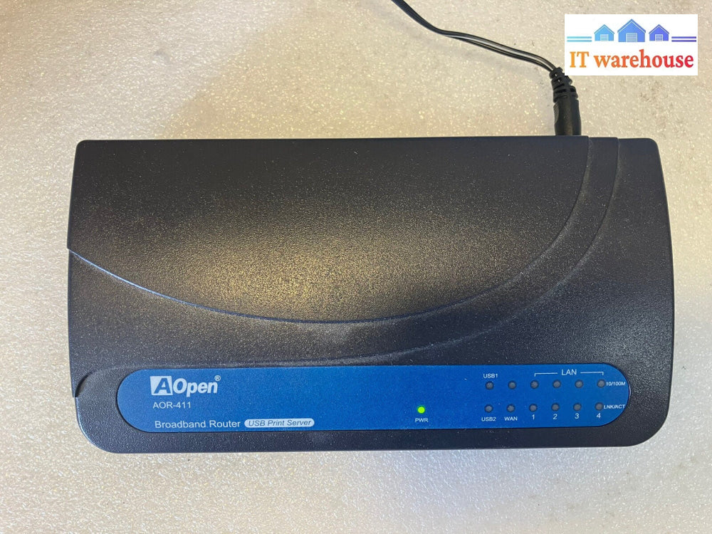 ~ AOpen AOR-411 Broadband Router USB Print Server 90.18R10.411