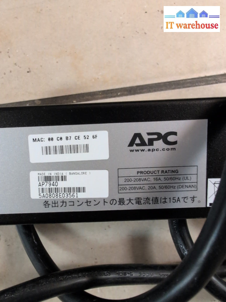 APC AP7940 Switched Rack PDU Input: 20A - 200/208VAC (LOCAL PICKUP ONLY)  -