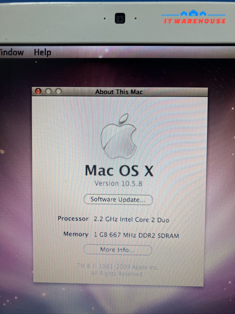 Apple 13" A1181 Late 2007 MacBook C2D CPU / 1GB RAM / 120GB HDD / No Battery ~
