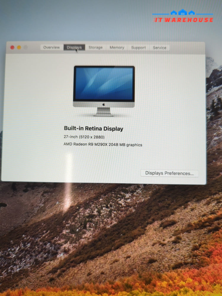 Apple 27 ’ iMac A1419 2014 5K/ i7- 4.0GHz/32GB RAM/128G SSD/10.13 (No Stand)