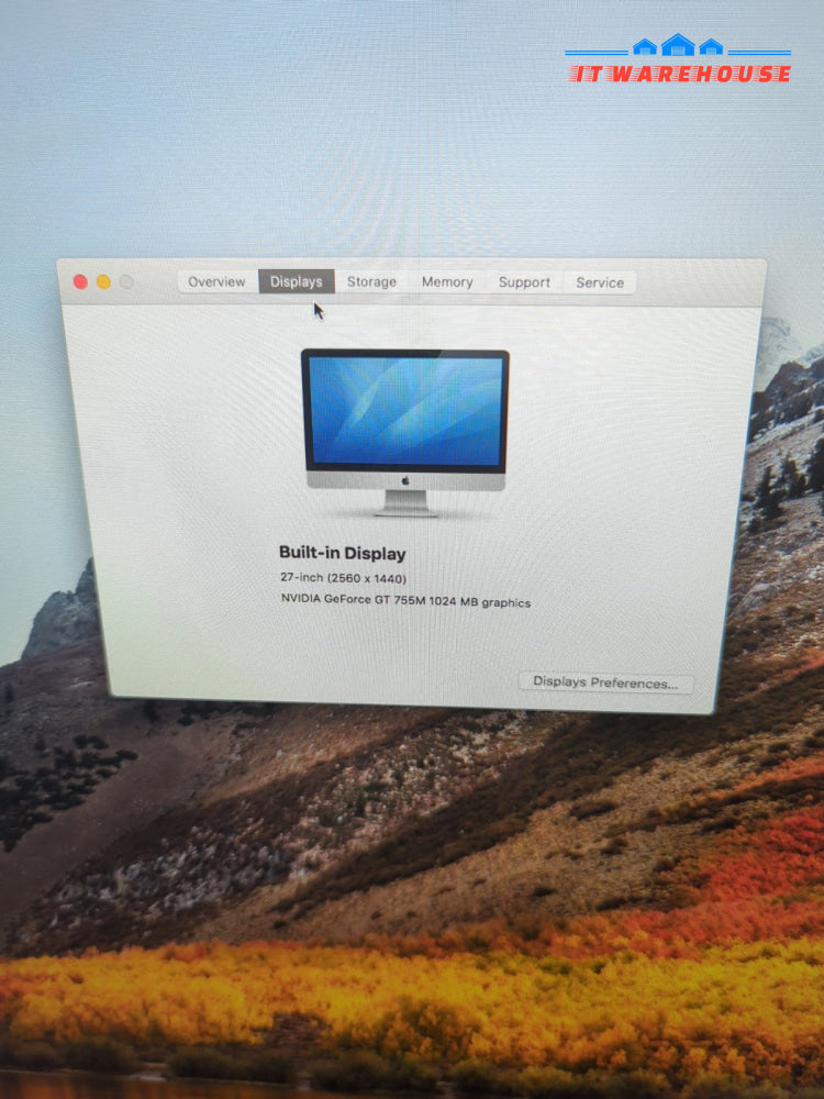 Apple A1419 iMac 27’’ 2013 Intel i5-4570/8GB /1.2TB HDD/10.13 (local pickup)-