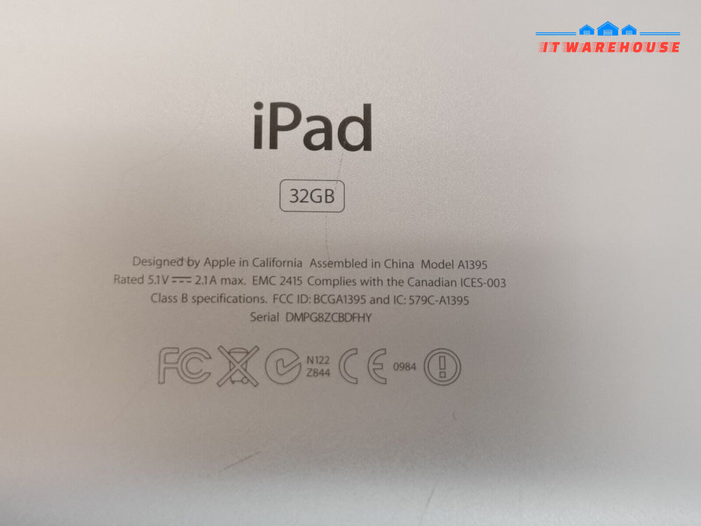 $ Apple Ipad 2 A1395 Silver 9.7’ 32 G Wifi Tested (Touch Screen Peel Off)