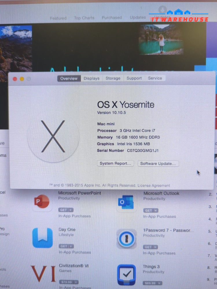 Apple Mac Mini 2014 A1347 i7 3GHz CPU/ 16GB RAM /1TB HDD/ macOS 10.10