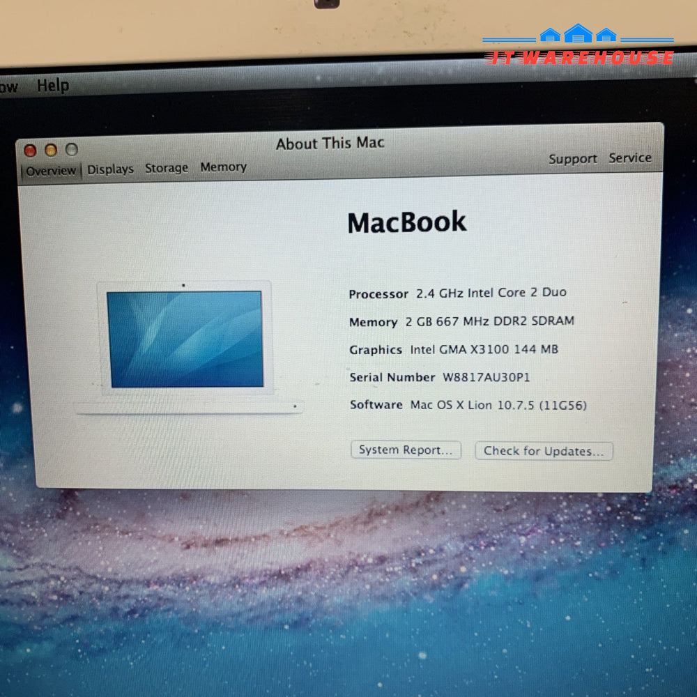 Apple MacBoo 2007 Duo core OS X 10.7.5 (read)