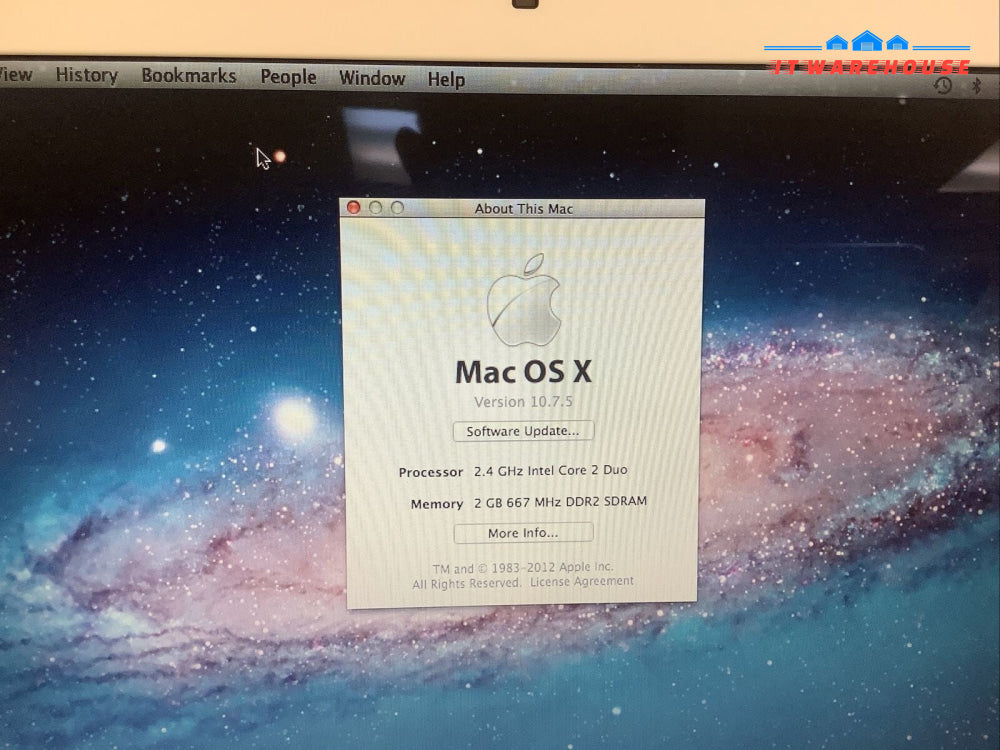 Apple Macbook 13"Laptop Mid-2008 Intel C2D 2.4GHz 2GB RAM 320GB HDD