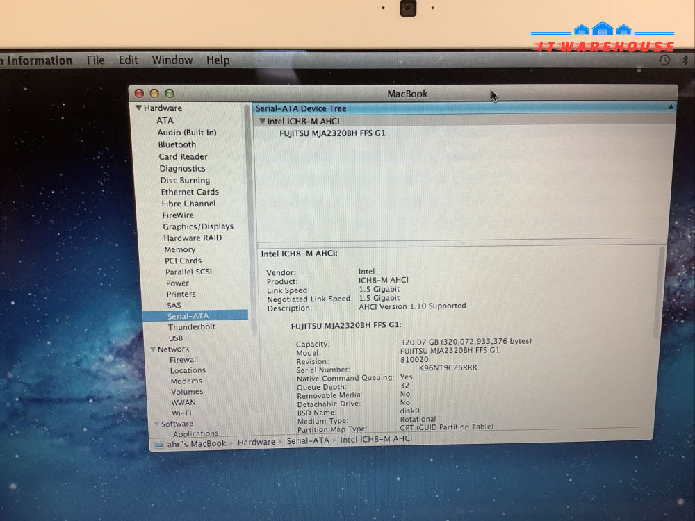 Apple Macbook 13"Laptop Mid-2008 Intel C2D 2.4GHz 2GB RAM 320GB HDD