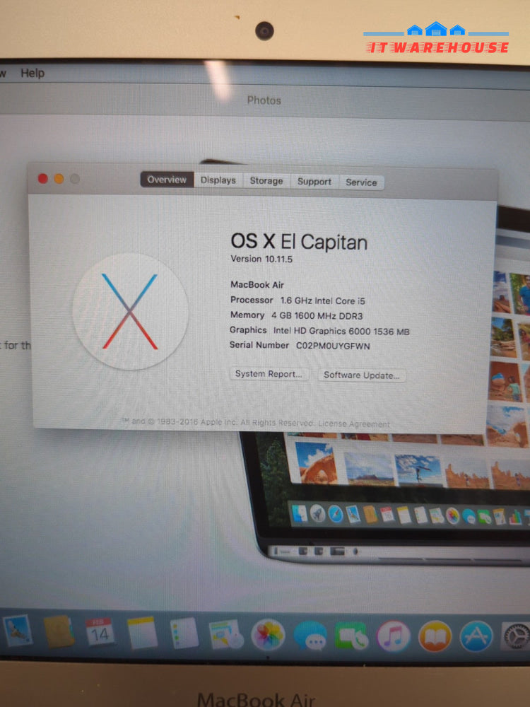 Apple MacBook Air A1465 11.6’’ /Core i5-5250U 1.6GHz/ 4GB/ 256GB SSD/AC /10.11