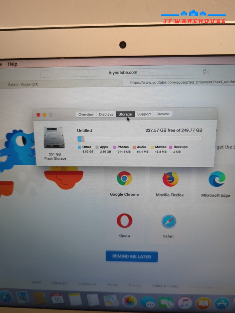 Apple MacBook Air A1466 2015 13.3’’ Intel i5-5250U/4GB DDR3/256GB SSD /OS 10.10