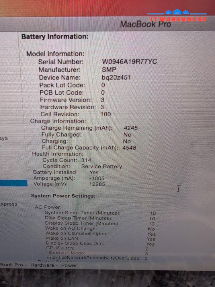 Apple Macbook Pro 15" A1286 2008 C2D-2.8GHz CPU/4GB RAM/500GB HDD/10.10 -