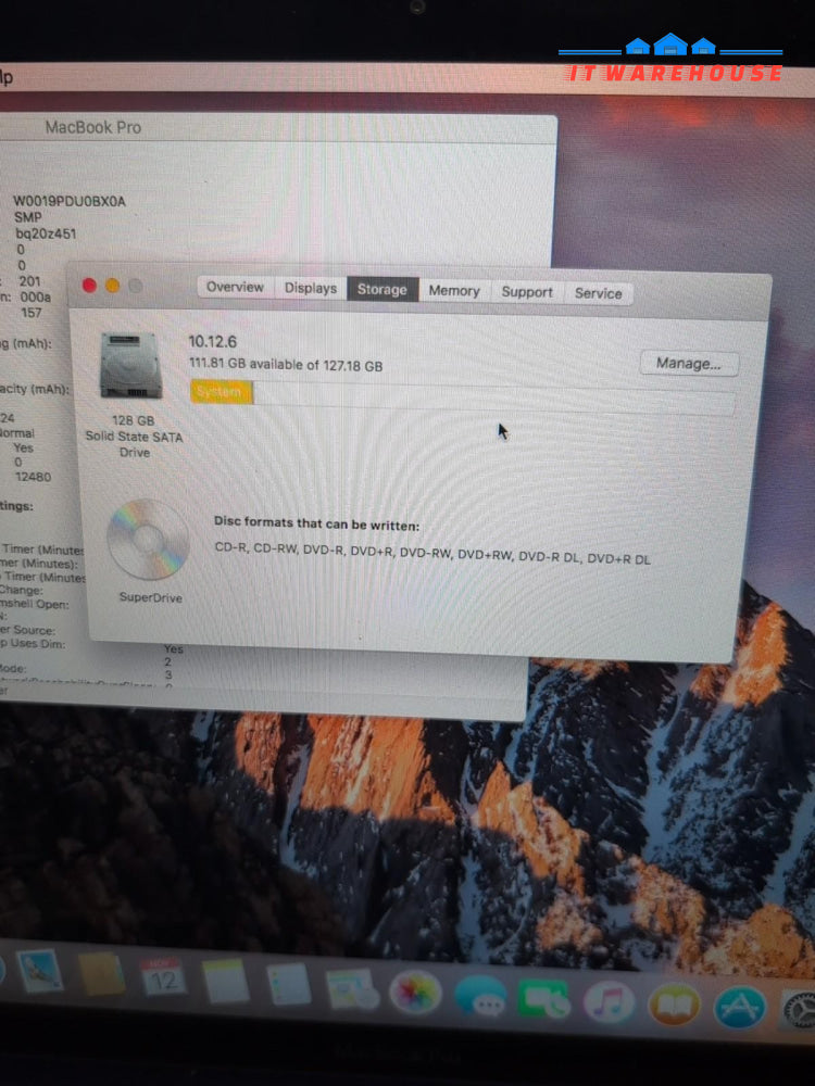 Apple Macbook Pro 15" A1286 Mid 2010/ i7 - 2.66GHz/4GB /128GB SSD (READ,AS IS) -