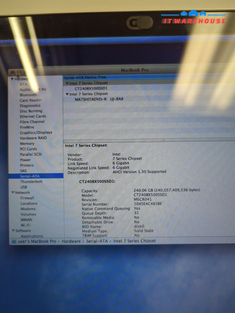 APPLE MACBOOK PRO A1286 15’’ 2012 i7-3615QM@2.3GHz /4GB RAM/240GB SSD/OS 10.7