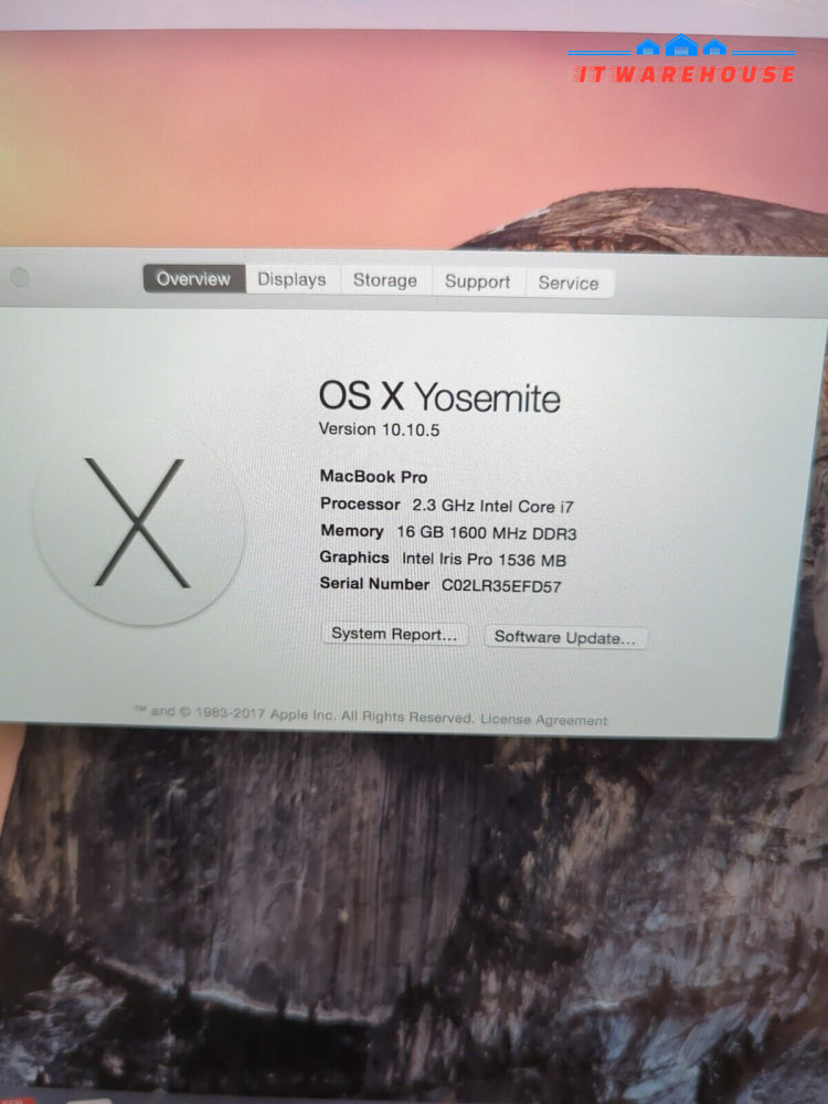 Apple Macbook Pro A1398 2013 15.4’’ /i7-4850HQ / 16GB RAM/ 500GB SSD/OS 10.10