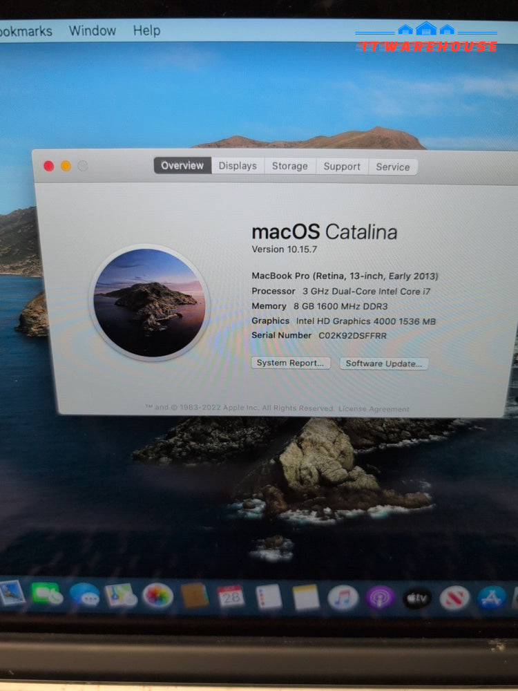 Apple Macbook Pro A1425 2013 13" /i7-3540M 3.0GHz/8GB RAM /500GB SSD/ Catalina -