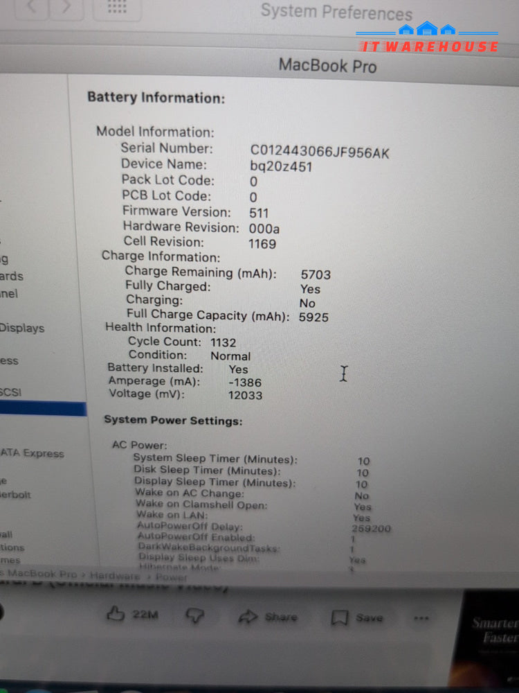 Apple Macbook Pro A1425 2013 13" /i7-3540M 3.0GHz/8GB RAM /500GB SSD/ Catalina -