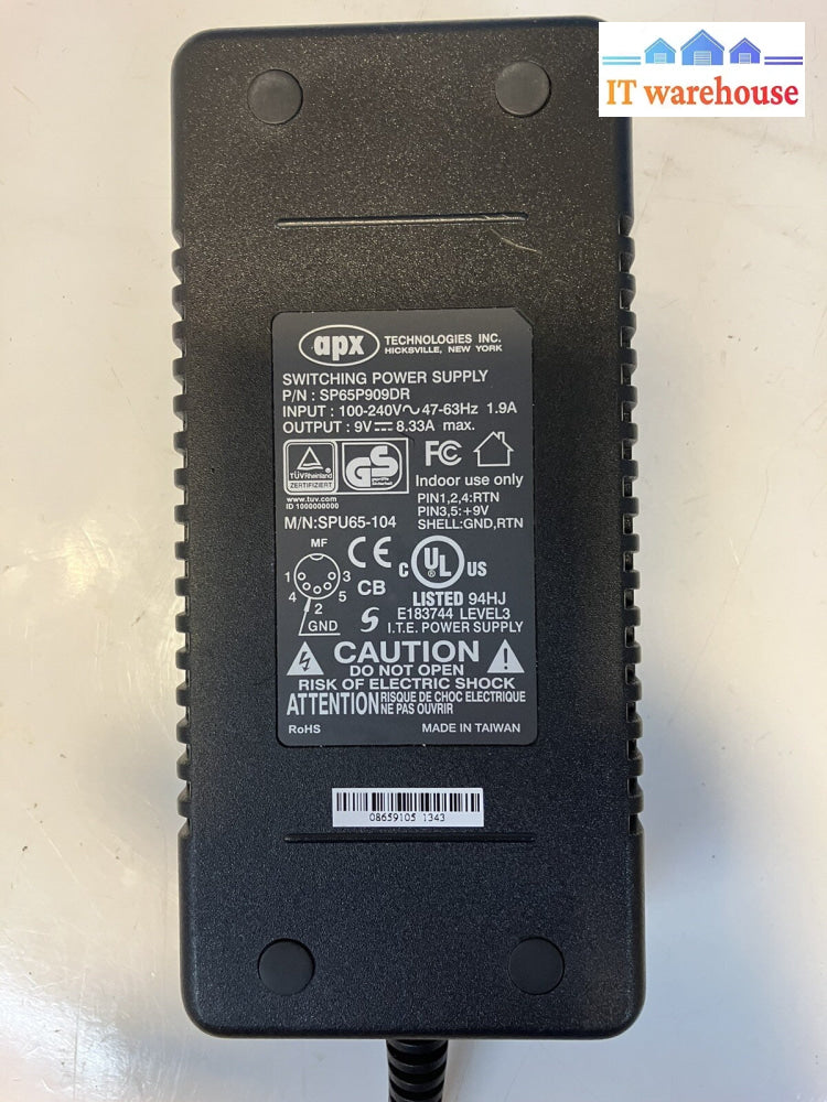 APX Technologies 5-Pin Switching Power Supply SP65P909DR 9V 8.33A SPU65-104
