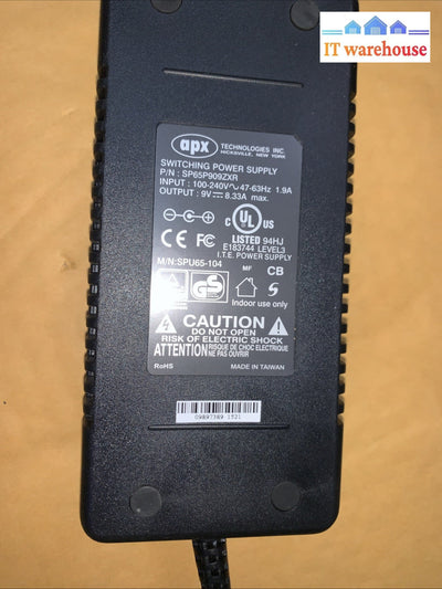APX Technologies Switching Power Supply SP65P909ZXR 9V 8.33A SPU65-104