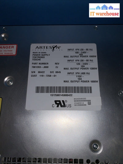 Artesyn 7001283-J000  1000W Power Supply for Tektronix TLA7016 Logic Analyzer