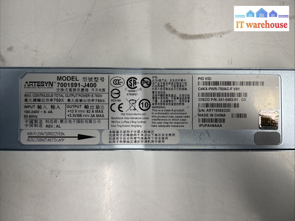 Artesyn 7001591-J400 750W Hot-Swap Server Power Supply PSU +
