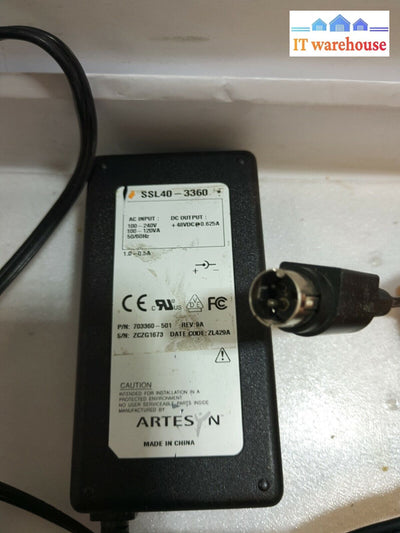 - Artesyn Ssl40-3360 703360-501 48V 0.625A 3Pin Adapter