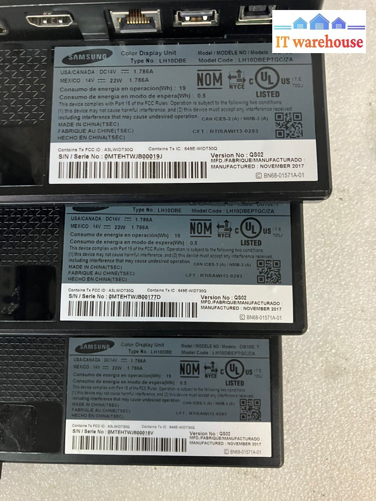 ~ (AS IS)  3x Samsung  Commercia 10"  Display Unit Monitor  LH10DBE  (NO AC)